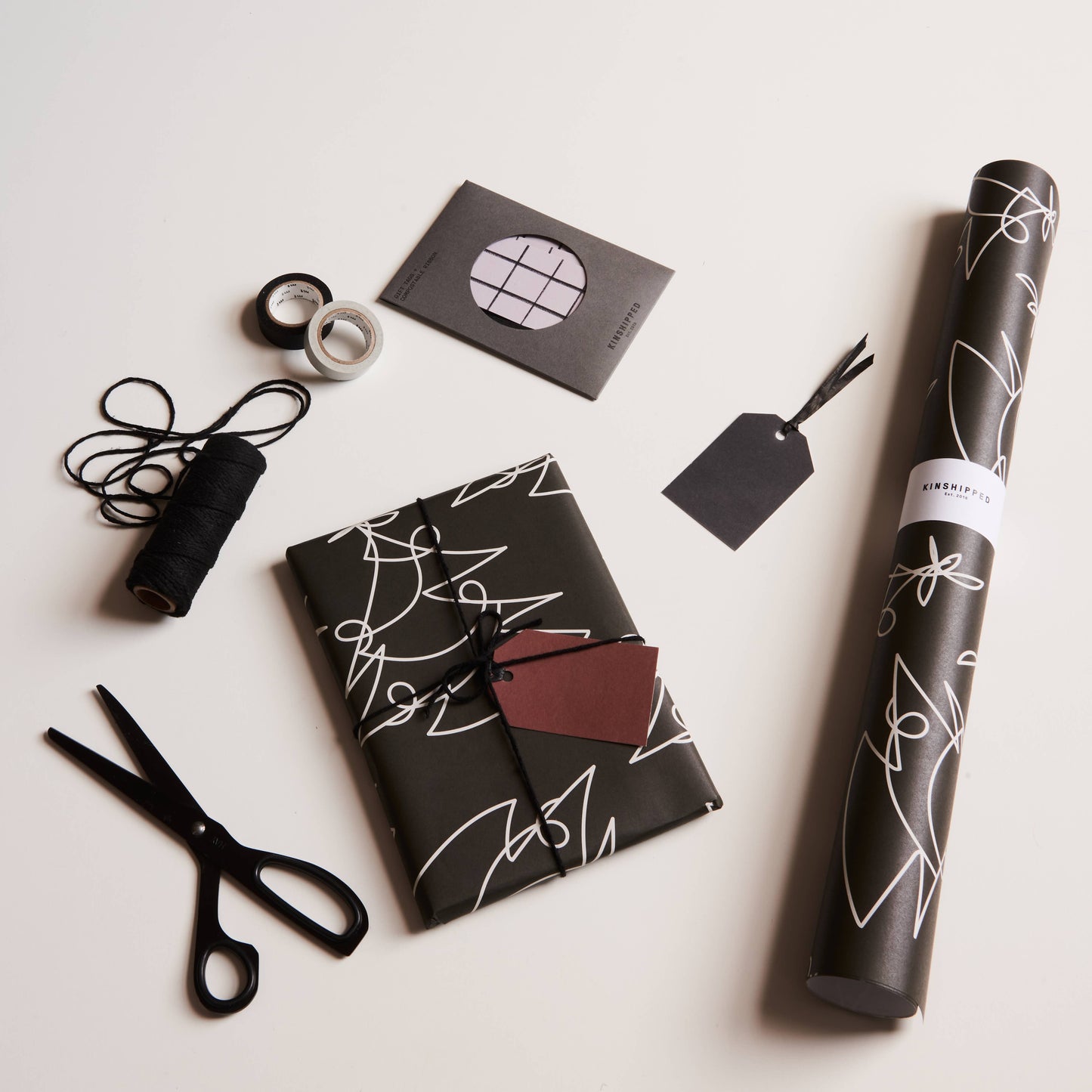 tree lines christmas gift wrap