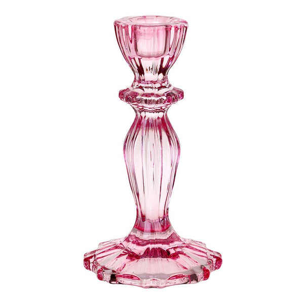 glass candle holder (pink)