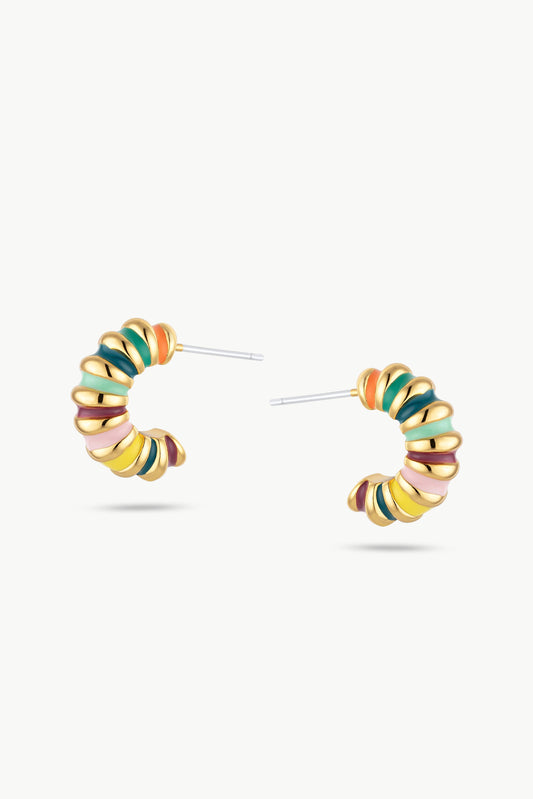 mini gold multi-coloured hoop earrings