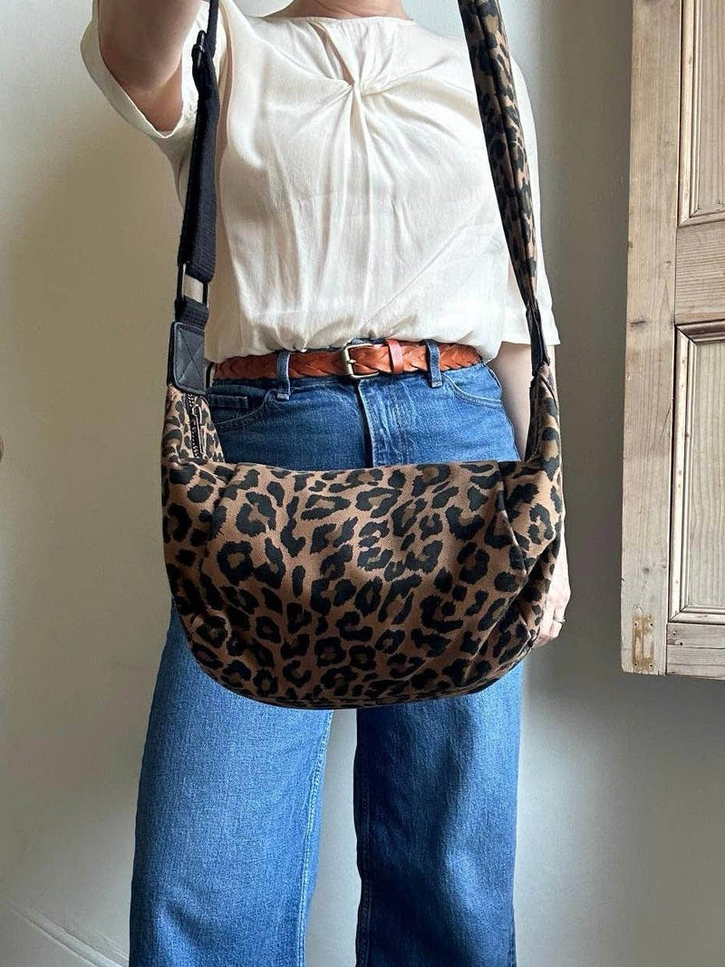 small brixton leopard print cross-body bag