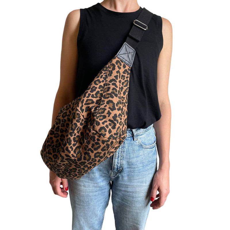 large brixton leopard print cross-body bag