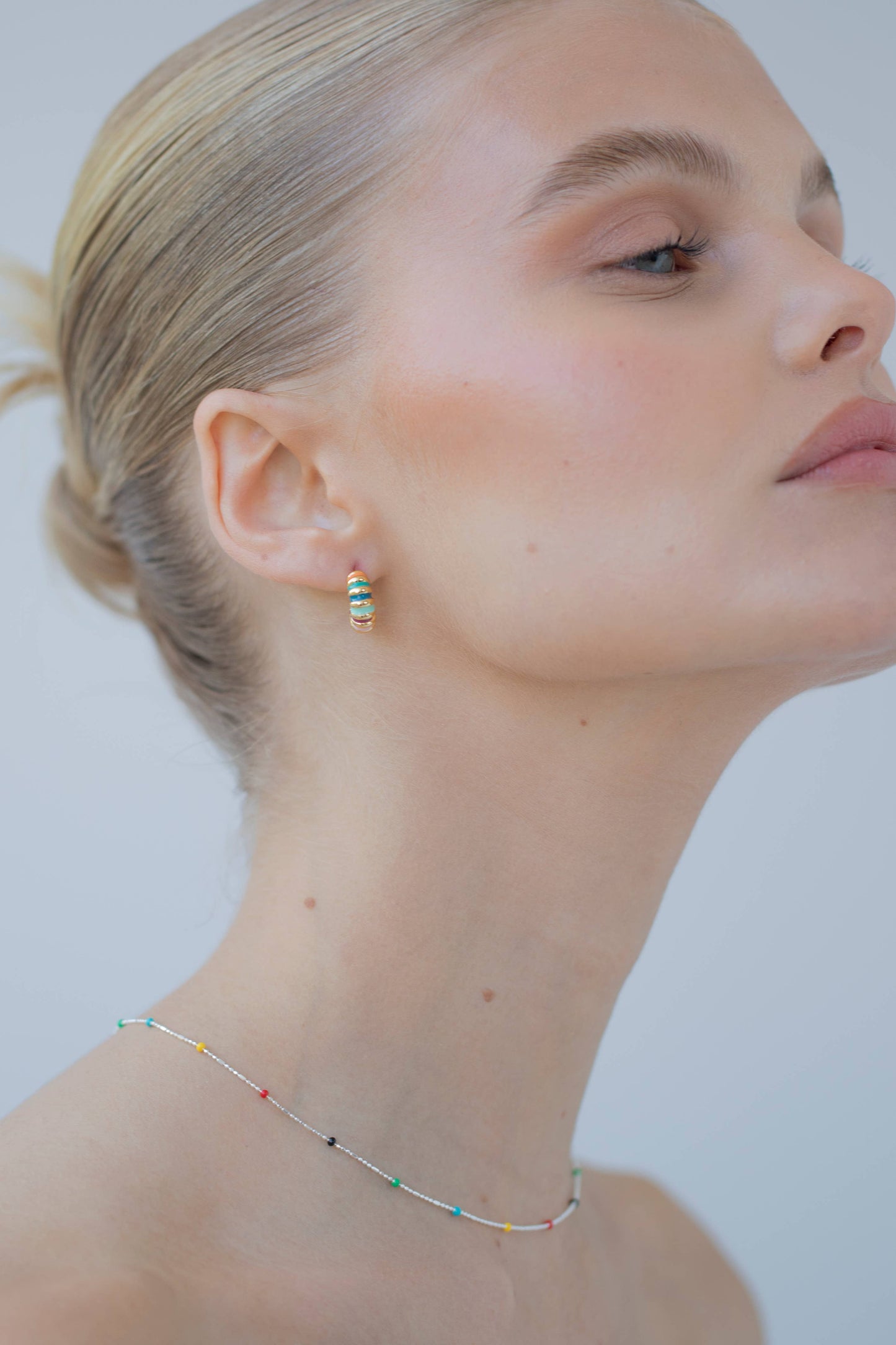 mini gold multi-coloured hoop earrings