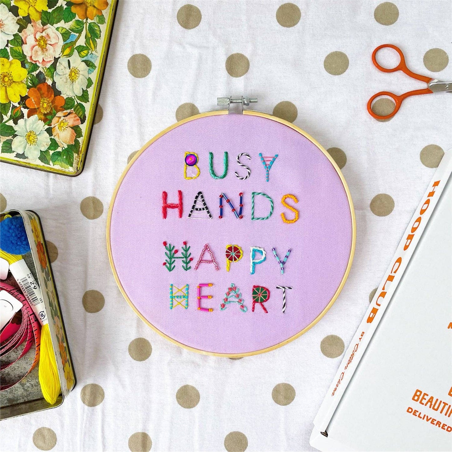 busy hands embroidery hoop kit