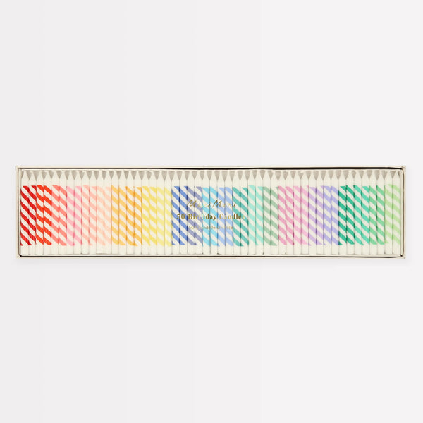 rainbow striped mini candles (50)