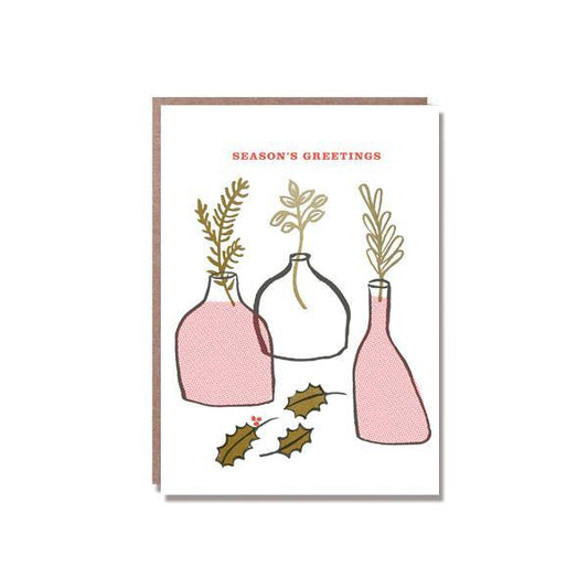 season's greetings bud vase card