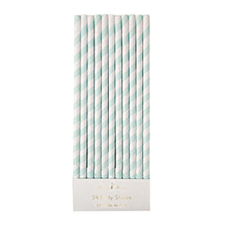 mint stripe paper straws