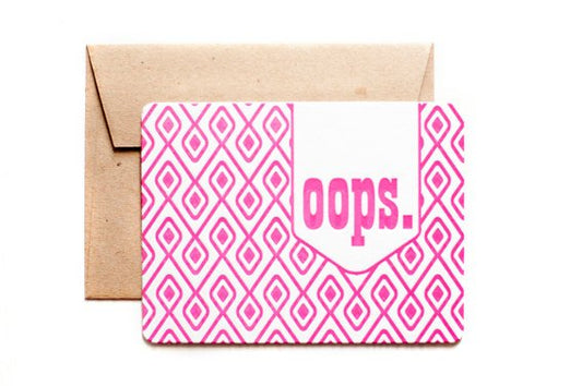 'oops' letterpress postcard