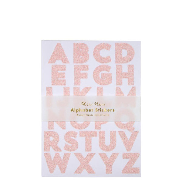 pink glitter alphabet stickers