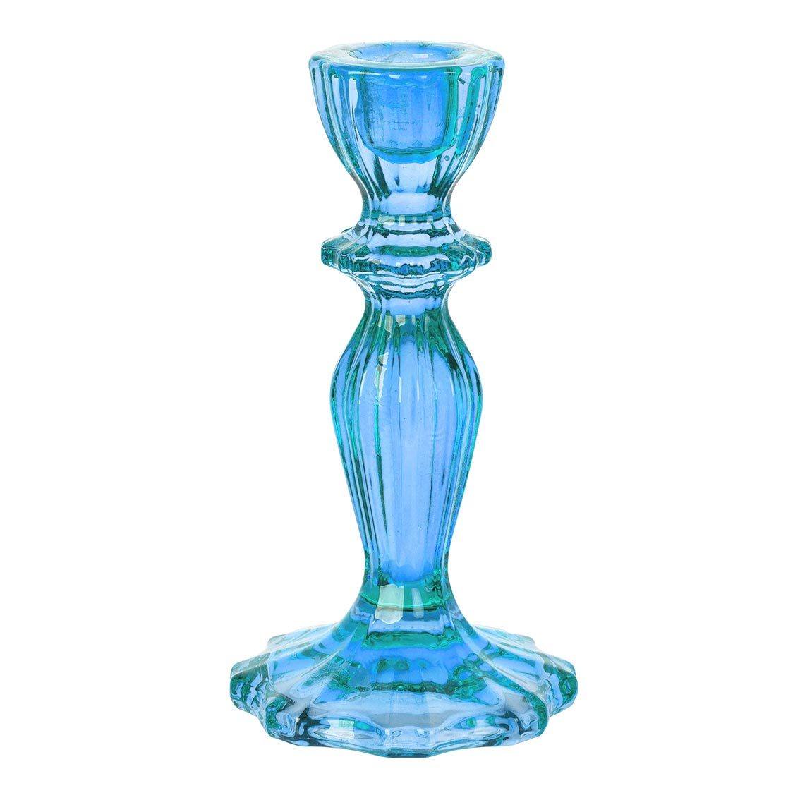 glass candle holder (blue)