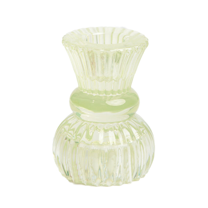 small glass candle holder (green)