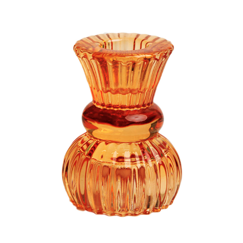 small glass candle holder (orange)