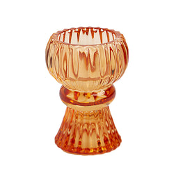 small glass candle holder (orange)