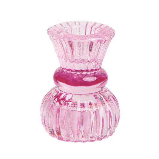 small glass candle holder (pink)