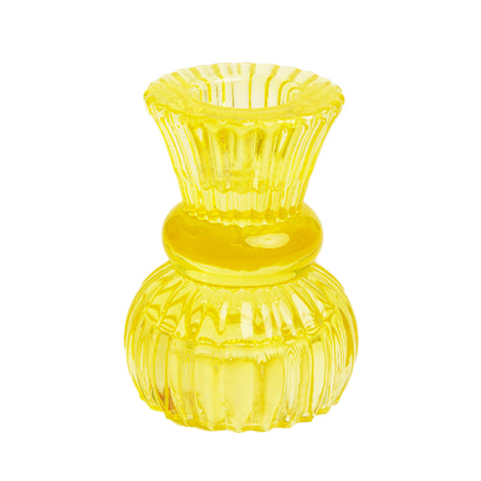 small glass candle holder (yellow)