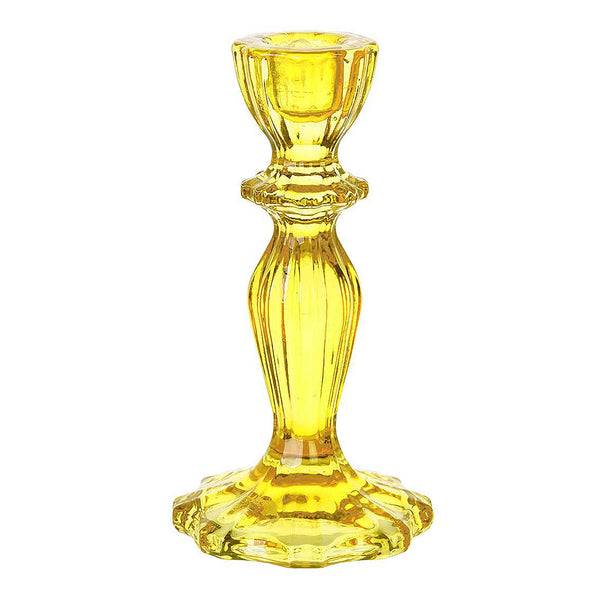 glass candle holder (yellow)