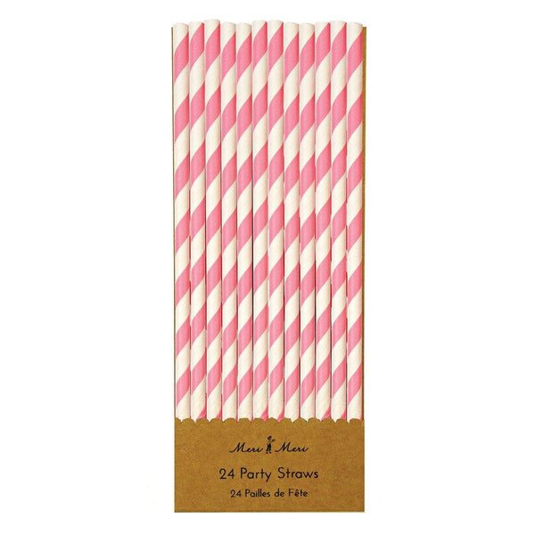 pink stripe paper straws