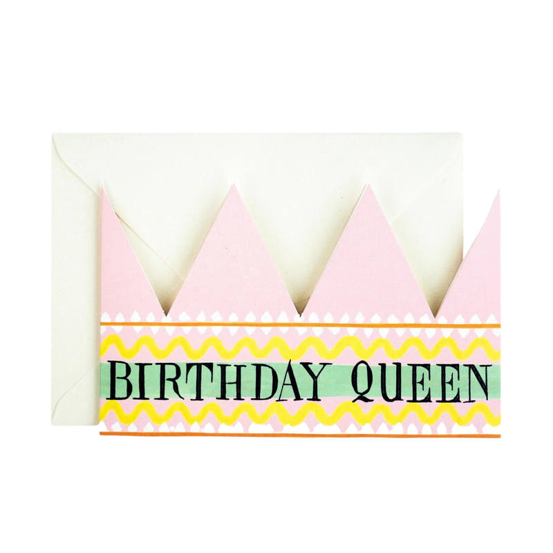 birthday queen party hat card